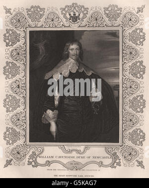 L'histoire britannique : William Cavendish, duc de Newcastle. TALLIS, old print 1853 Banque D'Images