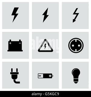 L'électricité noir Vector icon set Illustration de Vecteur