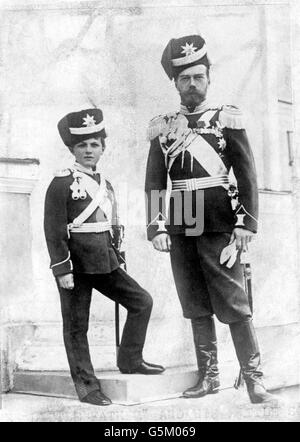 Première Guerre mondiale - les dirigeants russes. Le tsar Nicholas II et le Tsarevitch Alexis. Banque D'Images