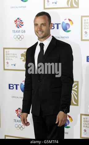 BT British Olympic ball.Oscar Pistorius arrivée au BT British Olympic ball au Grosvenor House Hotel, Londres. Banque D'Images