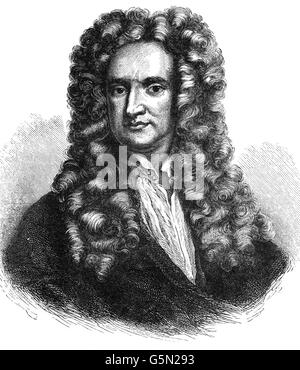 Sir Isaac Newton (1642 - 1726-7) était un physicien et mathématicien anglais (décrit à son époque comme un "philosophe naturel') qui est largement reconnu comme l'un des plus influents scientifiques de tous les temps et une figure clé de la révolution scientifique. Banque D'Images