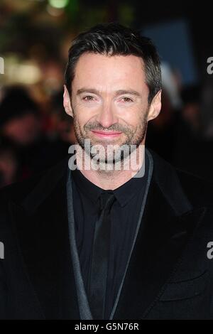 Première mondiale des Miserables - Londres.Hugh Jackman arrive à la première des Miserables à l'Empire Leicester Square, Londres, Royaume-Uni Banque D'Images