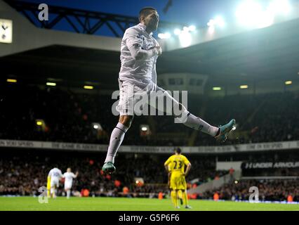 Football - Barclays Premier League - Tottenham Hotspur v Reading - White Hart Lane.Clint Dempsey de Tottenham Hotspur célèbre le troisième but de son côté Banque D'Images