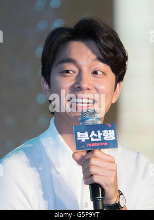 Gong Yoo, 21 juin 2016 : acteur sud-coréen Gong Yoo assiste à une conférence de presse pour son nouveau film,'à la gare de Busan' à Séoul, Corée du Sud. Le zombie-film d'action a été filmée par animateur reconnu, Yeon Sang-ho et a été créée au Festival de Cannes dans l'œuvre de la concurrence Examens préalables types 'Midnight' catégorie cette année. © Lee Jae-Won/AFLO/Alamy Live News Banque D'Images