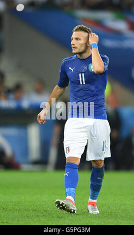 Lille, France. 22 Juin, 2016. L'Italie Ciro immobile pendant l'avant-match entre l'Italie et l'Irlande au stade Pierre Mauroy à Lille, France, 22 juin, 2016. Photo : Marius Becker/dpa/Alamy Live News Banque D'Images