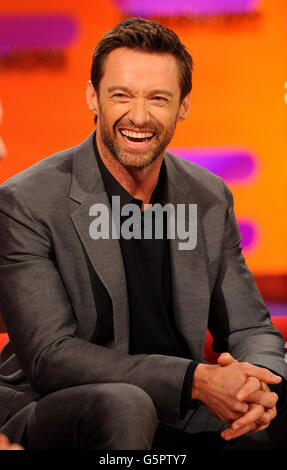 Hugh Jackman pendant le tournage de l'édition de la Saint-Sylvestre du spectacle Graham Norton, filmé aux London Studios, Londres. Banque D'Images