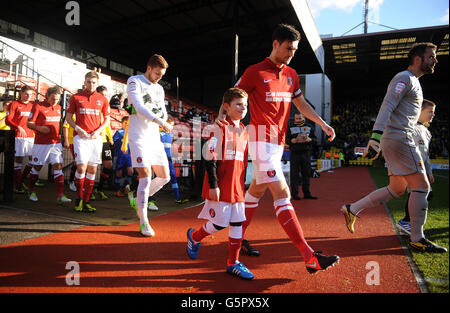 Football - championnat de npower football League - Watford / Charlton Athletic - Vicarage Road.Johnnie Jackson, capitaine de Charlton Athletic, dirige son équipe avant le lancement Banque D'Images