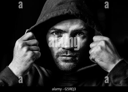 Boxe - Frankie Gavin Photocall - Hall Green Gym.Frankie Gavin pendant une séance photo au Hall Green Gym, Birmingham. Banque D'Images