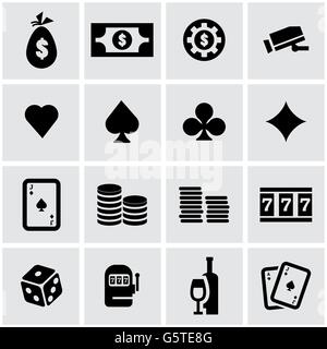 Vector black casino icon set Illustration de Vecteur