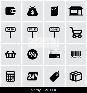 Vector black shop icon set Illustration de Vecteur