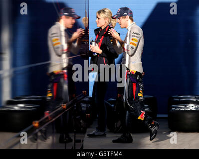 Sebastian Vettel, pilote de Red Bull Racing, lors des essais au circuit de Jerez, à Jerez, en Espagne. Banque D'Images