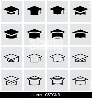 Vector black cap académiques icon set Illustration de Vecteur