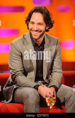 Paul Rudd pendant le tournage du Graham Norton Show aux London Studios, dans le sud de Londres, devant être diffusé sur BBC One vendredi soir. Banque D'Images