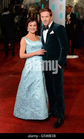 Helen McClory et Damian Lewis arrivent pour les British Academy film Awards 2013 à l'Opéra Royal, Bow Street, Londres. Banque D'Images