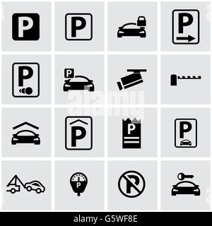 Parking noir Vector icon set Illustration de Vecteur