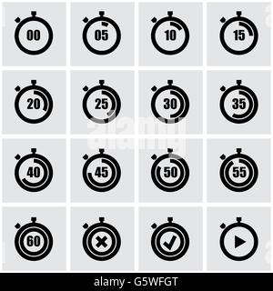 Chronomètre noir Vector icon set Illustration de Vecteur