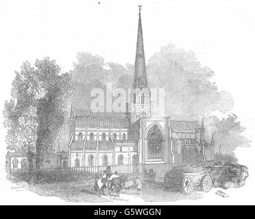 SUSSEX : Cathédrale de Chichester, antique print 1850 Banque D'Images