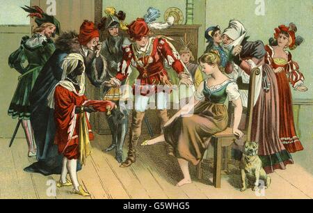 Littérature, contes de fées, frères Grimm, Cendrillon, impression couleur, de: 'Kinder- und Hausmärchen', droits-supplémentaires-Clearences-non disponible Banque D'Images