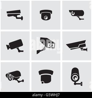 Caméra de sécurité noir Vector icon set Illustration de Vecteur