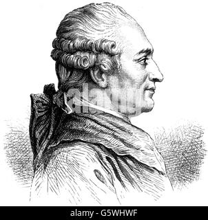 Beaumarchais, Pierre Augustin Caron de, 24.1.1732 -18.5.1799, auteur/écrivain français, portrait, gravure sur bois, XIXe siècle, Banque D'Images