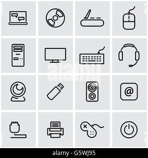 Ligne vectorielle ordinateur icon set Illustration de Vecteur