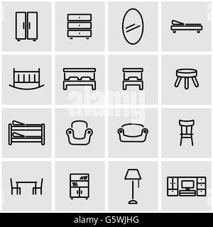 Meubles ligne Vector icon set Illustration de Vecteur