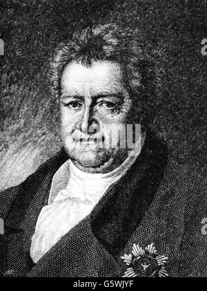 Karl August, 3.9.1757 - 14.6.1828, duc de Saxe-Weimar Eisenach 28.5.1758 - 28.6.1828, portrait, gravure sur bois, XIXe siècle, Banque D'Images