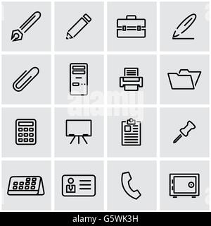 Ligne vectorielle office icon set Illustration de Vecteur