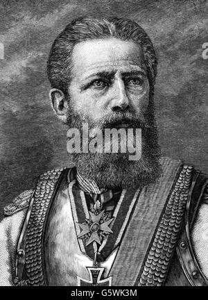 Frederick Iii, 18.10.1831 - 15.6.1888, Empereur Allemand 9.3. - 15.6.1888, portrait, gravure en bois, vers 1880, Banque D'Images