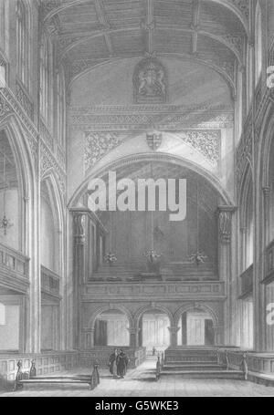 CAMBRIDGE : Great St Mary's Church Interior. Héraldique. (Le Keux), print c1842 Banque D'Images