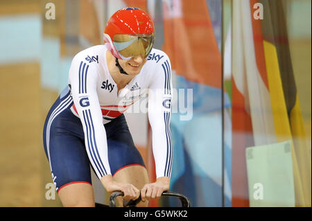 Jason Kenny en Grande-Bretagne pendant une séance d'entraînement pendant la journée de prévisualisation des Championnats du monde de cyclisme sur piste UCI à l'arène de Minsk, Minsk . Banque D'Images