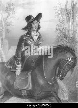 WALTER SCOTT : Diana Vernon (Rob Roy), antique print 1841 Banque D'Images