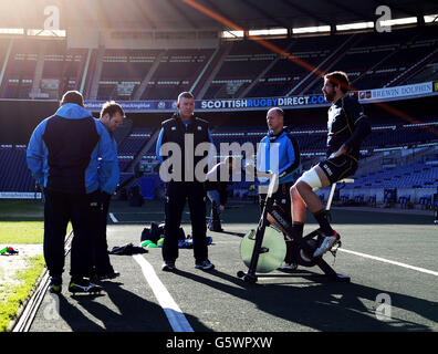 Jim Hamilton en Écosse pendant la course du capitaine à Murrayfield, Édimbourg. Banque D'Images