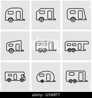 Ligne vectorielle trailer icon set Illustration de Vecteur