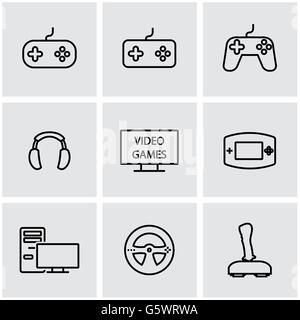 Ligne vectorielle jeux vidéos icon set Illustration de Vecteur