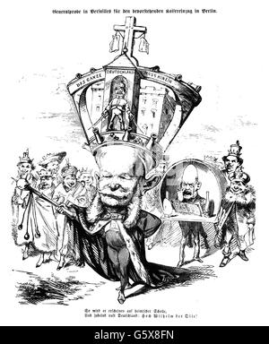 William J, 22.3.1797 - 9.3.1888, l'empereur allemand 18.1.1871 - 9.3.1888, le roi de Prusse - 2.1.1861 9.3.1888, caricature, une « répétition générale à Versailles pour la prochaine entrée de l'empereur à Berlin', gravure sur bois, 'Figaro', Vienne, 17.12.1870, auteur de l'artiste n'a pas à être effacée Banque D'Images