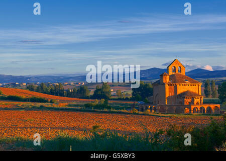 Santa María de Eunate, église romane. Eunate Église, Chemin de Saint Jacques. Chemin de Saint-Jacques de Compostelle, Muruzábal, Navarre. L'Espagne. Banque D'Images