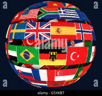 Illustration de tricot drapeaux nationaux comme globe spirale torsadée Banque D'Images