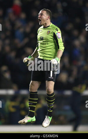 Football - championnat de npower football League - Leeds United V Blackpool - Elland Road.Paddy Kenny, gardien de but de Leeds United, célèbre le deuxième but Banque D'Images