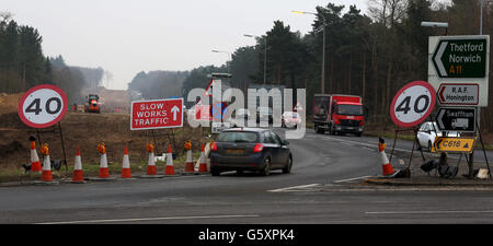 Travaux routiers sur l'A11 Banque D'Images