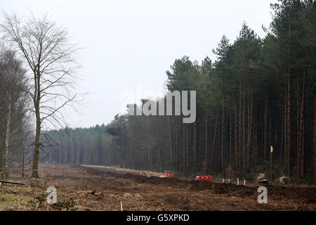 134 millions, le projet soutenu par le gouvernement permettra un élargissement de 5.5 milles le long de l'actuel A11 ainsi qu'un contournement de 3.6 milles du village d'Elveden à Norfolk. Banque D'Images