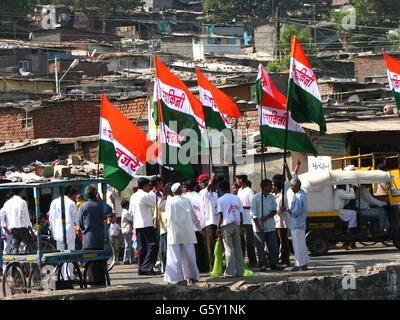 Campagne électorale de Raj Thackrey parti du Maharashtra en Inde Navanirman Sena Banque D'Images