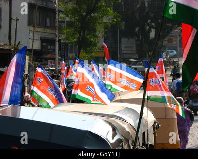 Campagne électorale de Raj Thackrey parti du Maharashtra en Inde Navanirman Sena Banque D'Images