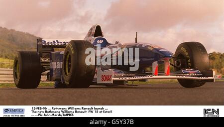 12-FÉV-96. Lancement de Rothmans Williams Renault. Le nouveau Rothmans Williams Renault FW 18 à Estoril Banque D'Images