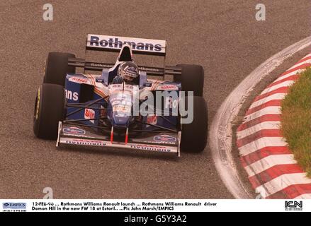 12-FÉV-96. Lancement de Rothmans Williams Renault. Rothmans Williams conducteur Renault Damon Hill dans le nouveau FW 18 à Estoril Banque D'Images