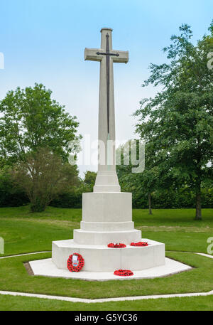 Hermanville-sur-mer, Normandie, France- British Commonwealth War Graves Cimetière Croix du Sacrifice Banque D'Images