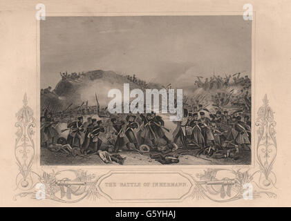 Guerre de Crimée : la bataille d'Inkerman, antique print 1860 Banque D'Images
