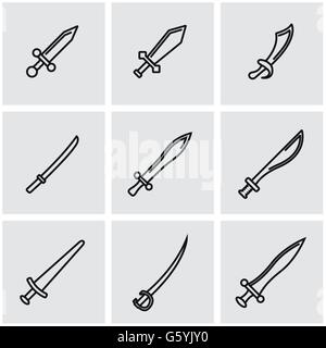 Ligne vectorielle épée icon set Illustration de Vecteur