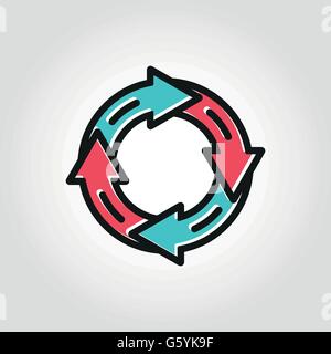 Ligne vectorielle flèche aplatie icône de cercle Illustration de Vecteur