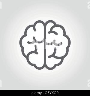 Ligne noire vecteur icône du cerveau. Illustration de Vecteur